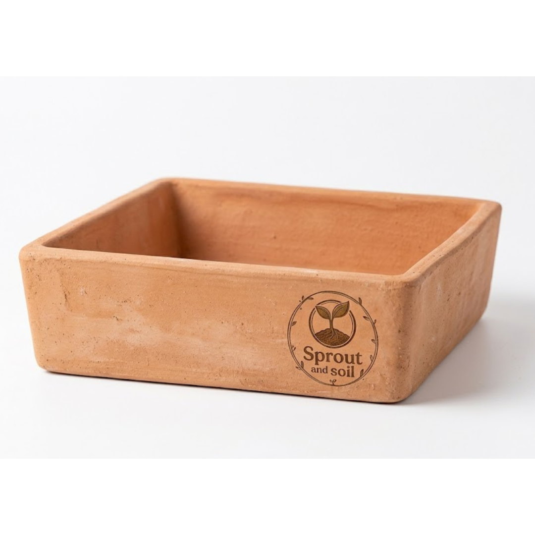 Sprout and soil product (1) Sprout and Soil Rectangular Terracotta Succulent & Bonsai Planter Pot - Image 1
