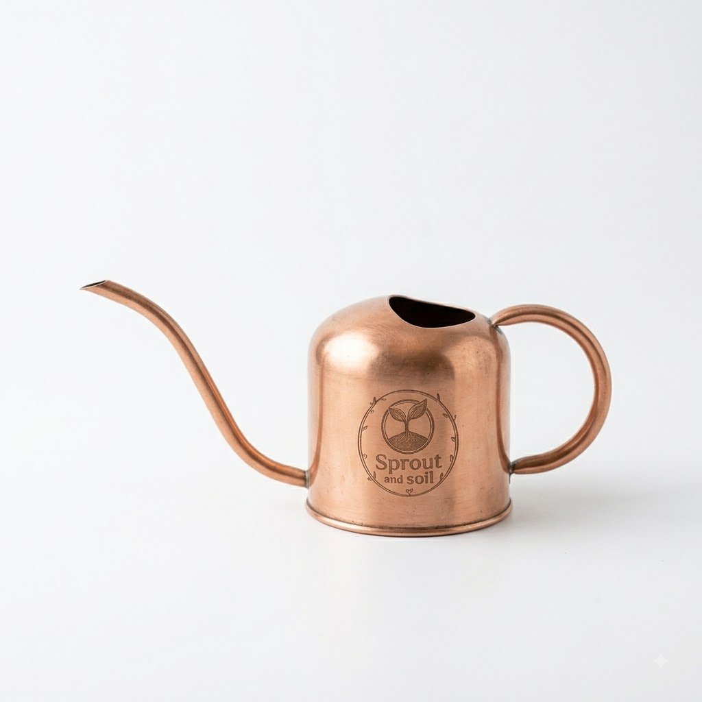 Sprout and soil product (10) Sprout and Soil Stainless Steel Long Spout Copper Watering Can - Image 1