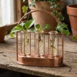 Sprout and Soil Copper Wire Metal Frame Propagation Station with 3 Glass Test Tubes - Image 2