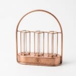 Sprout and Soil Copper Wire Metal Frame Propagation Station with 3 Glass Test Tubes